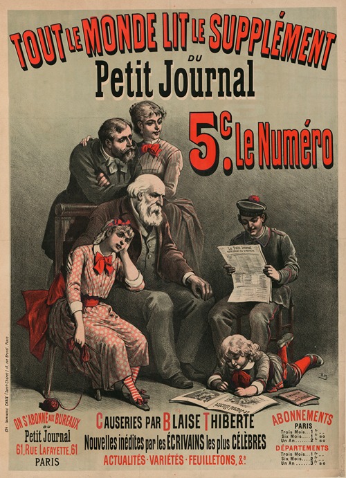Tout le monde lit le supplément du Petit Journal… Causeries par Blaise Thiberte…, actualités, variétés, feuilletons
