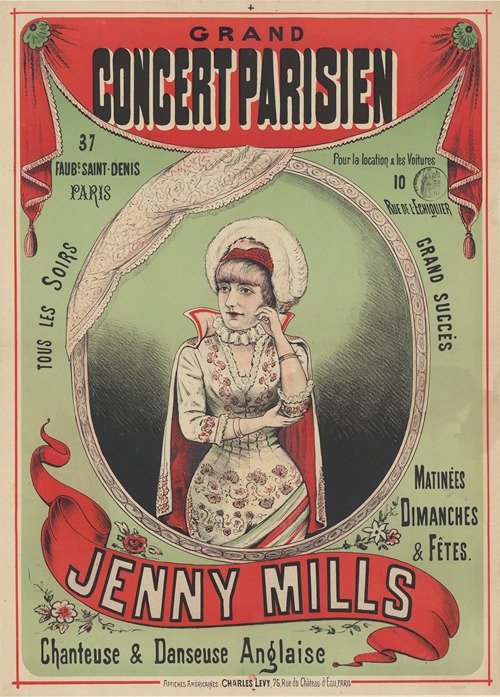 Grand Concert Parisien, 37 Faub(our)g Saint-Denis, Paris… Tous les soirs, Jenny Mills, chanteuse et danseuse anglaise