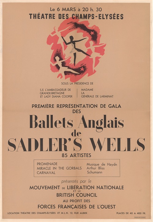 Première représentation de gala des Ballets anglais de Sadler’s Wells, 85 artistes