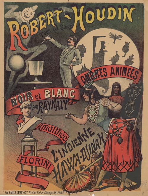 Théâtre Robert-Houdin… Noir et blanc par Raynaly. Ombres animées. Amalthée Florini, l’indienne Hawa-Djinah