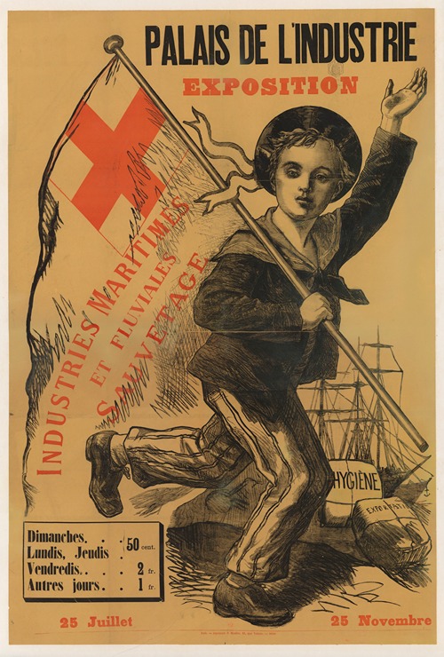 Palais de l’Industrie . Exposition (du) 25 juillet (au) 25 novembre (1888). Industries maritimes et fluviales, sauvetage