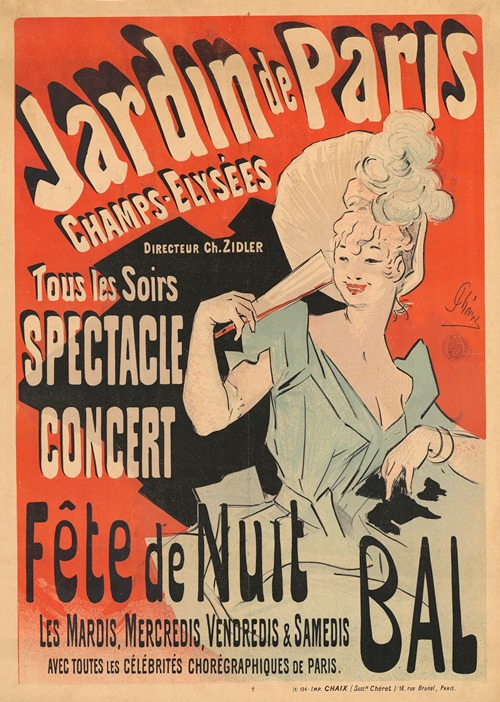 Champs-Elysées. Jardin de Paris. Directeur Ch. Zidler. Tous les soirs spectacle concert, fête de nuit, bal