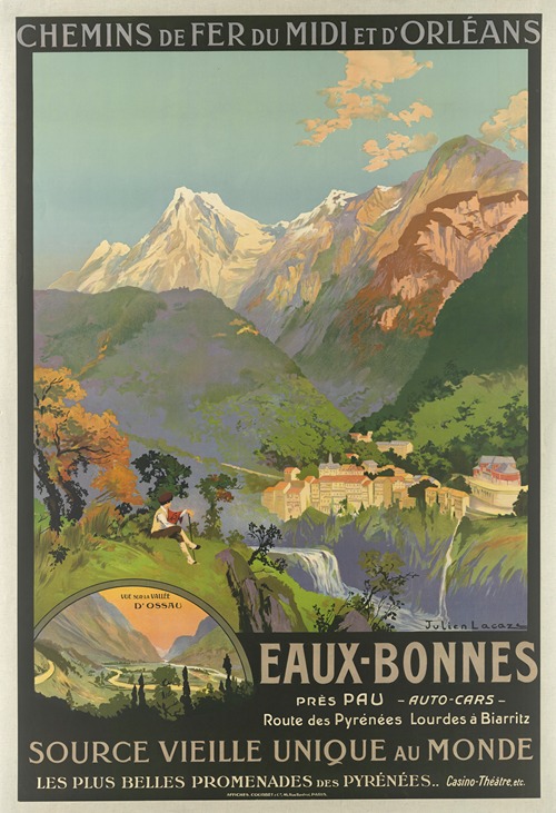 Chemins de fer du Midi et d’Orléans. Eaux-Bonnes – source vieille unique au monde, les plus belles promenades des Pyrénées