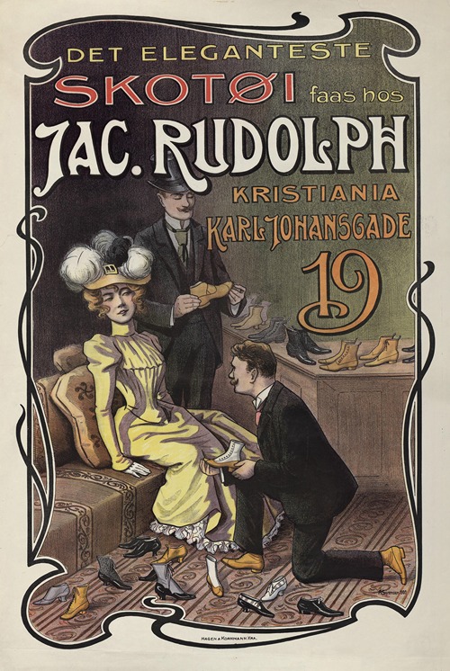 Det eleganteste Skotøi faas hos Jac. Rudolph, Kristiania, Karl Johansgade 19