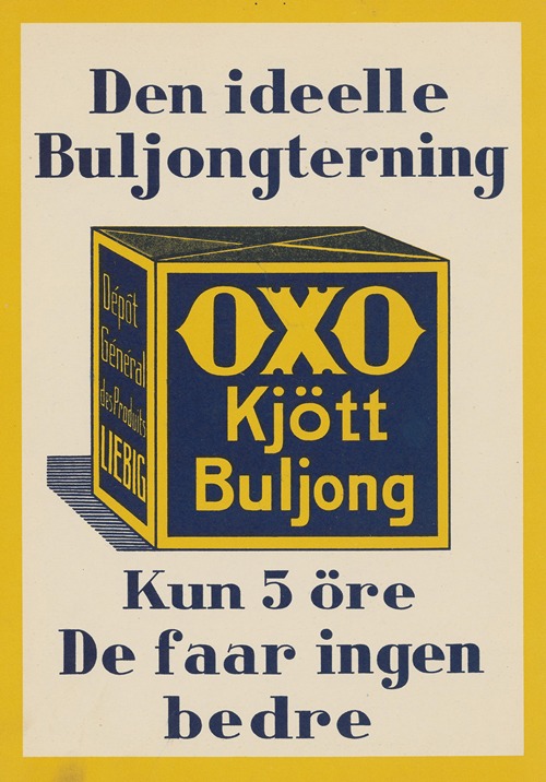 OXO kjött buljong. Den ideelle buljongterning. Kun 5 öre. De faar ingne bedre