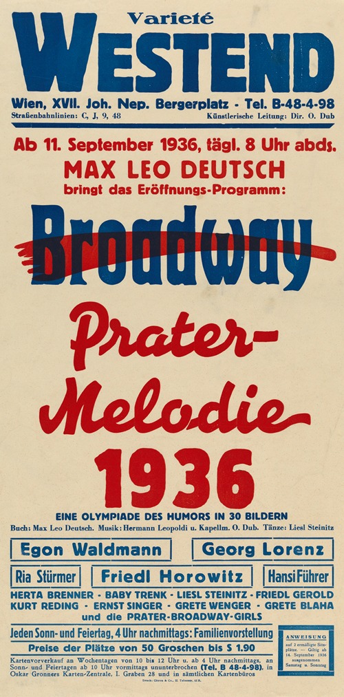 Varieté Westend – Broadway Prater-Melodie, 1936