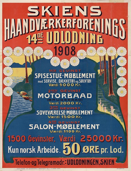 Skiens Haandværkerforenings 14de utlodning 1908
