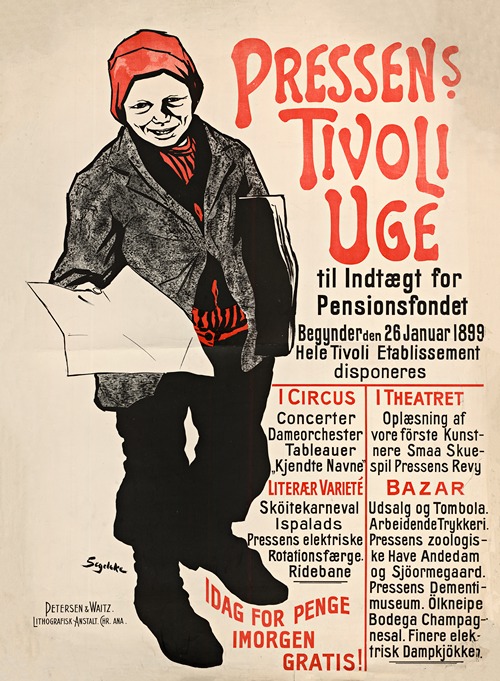 Pressens Tivoli Uge til Indtægt for Pensionsfondet begynder den 26. Januar 1899. Hele Tivoli Etablissement disponeres
