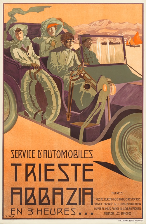 Plakat für Service d’Automobiles Trieste-Abbazia