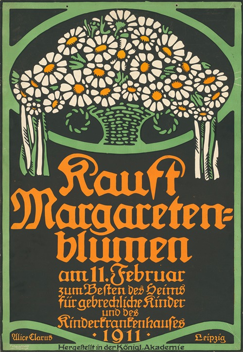 Kauft Margaretenblumen zum Besten des Heims für gebrechliche Kinder und des Kinderkrankenhauses