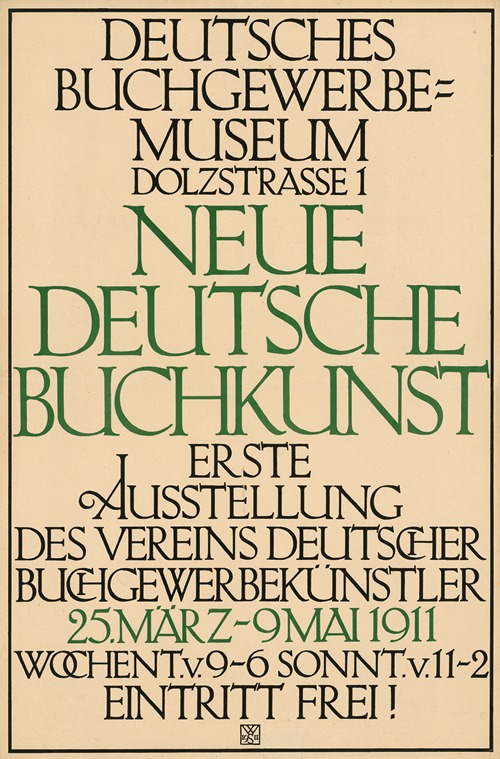 Deutsches Buchgewerbemuseum. Neue Deutsche Buchkunst. Erste Ausstellung 1911
