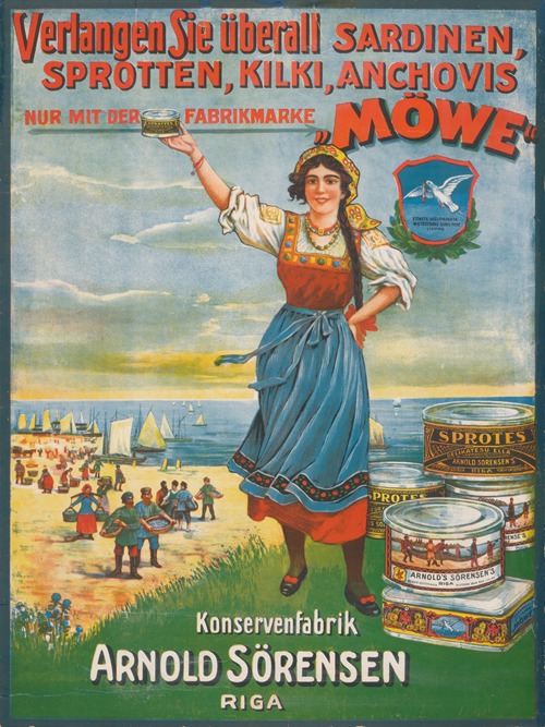 Fabrikmarke Möwe. Konservenfabrik Arnold Sörensen Riga