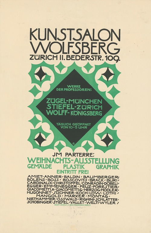 Kunstsalon Wolfsberg Weihnachtsausstellung . Werke der Professoren Zügel, Stiefel und Wolff