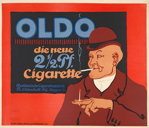 Oldo. Die neue 2 1,2 Pf. Cigarette. Westdeutsche Cigarettenfabrik Th. Oldenkol und A.G. Kagen