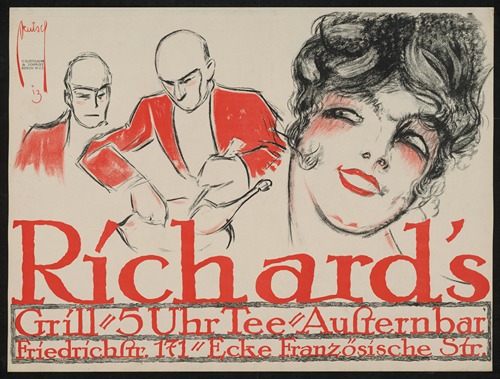 Richard’s Grill. Frauenkopf und zwei Ober