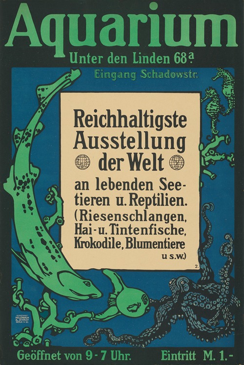 Aquarium Unter den Linden, Ausstellung an lebenden Seetieren und Reptilien