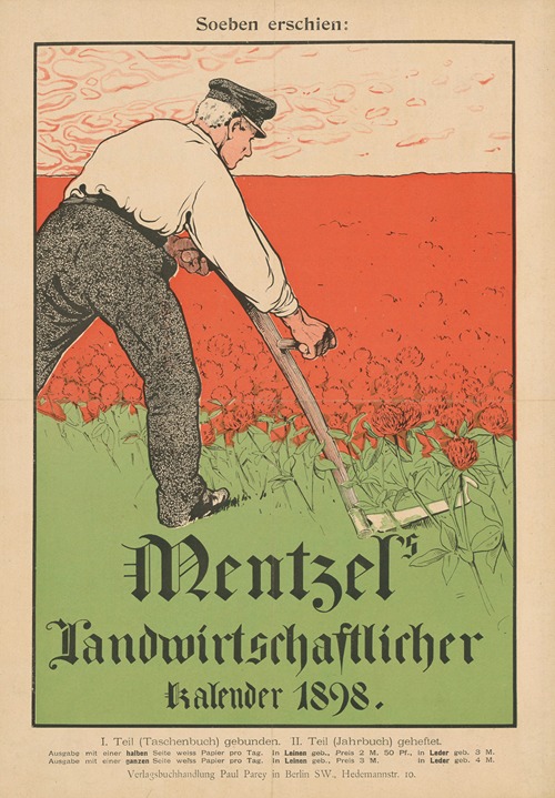 Soeben erschien; Mentzel’s Landwirtschaftlicher Kalender 1898