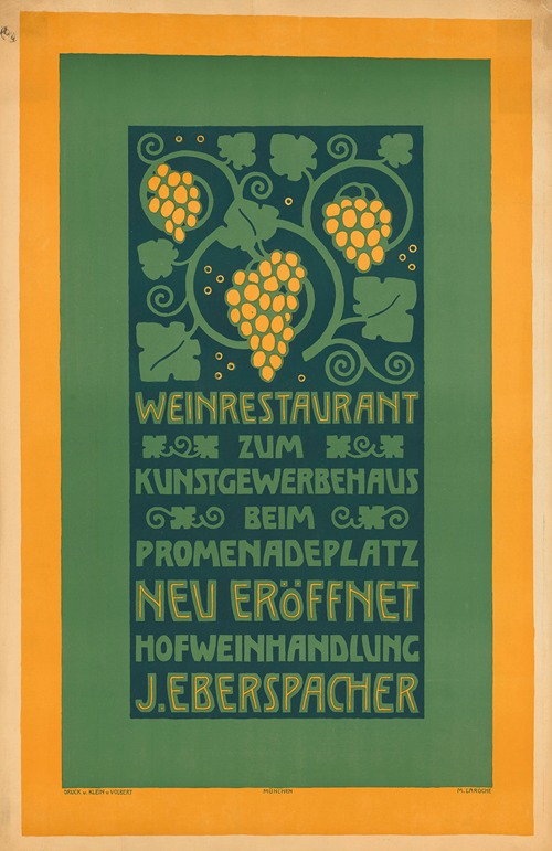 Weinrestaurant zum Kunstgewerbehaus. Hofweinhandlung J. Eberspacher