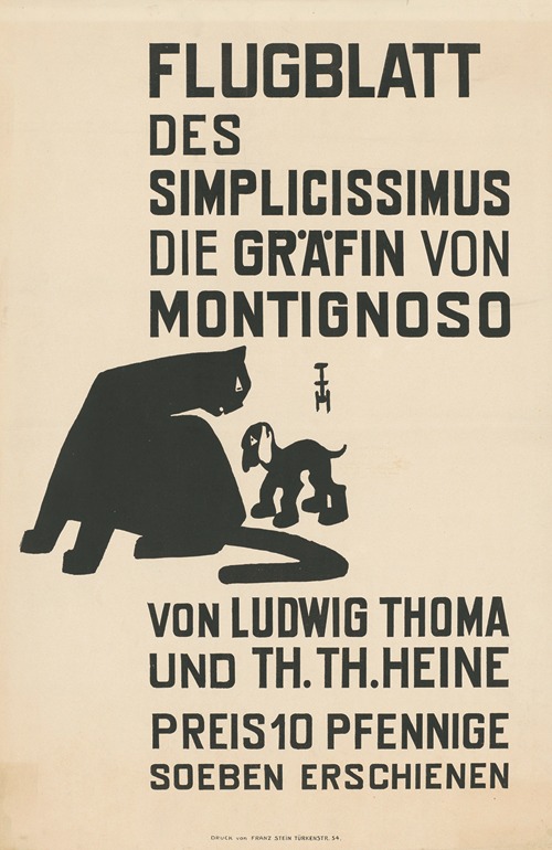 Flugblatt des Simplicissimus. Die Gräfin von Montignoso. Von Ludwig Thoma und Th. Th. Heine