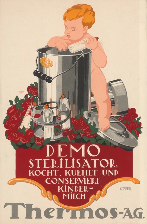 Demo Sterilisator kocht, kühlt und konserviert Kindermilch. Thermos-A.G.