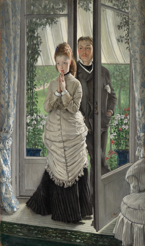 Portrait Of A Young Woman In A Conservatory by James Tissot Artvee