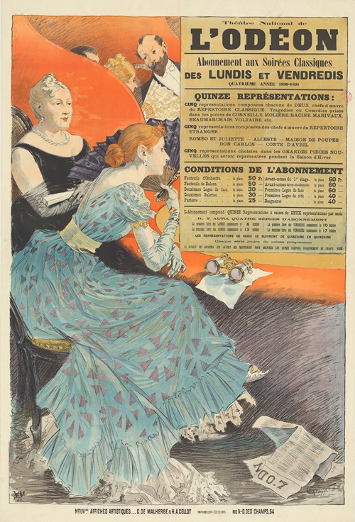 Théatre National de l’Odéon. Abonnement aux soirées classiques… Quatrième années 1890-1891