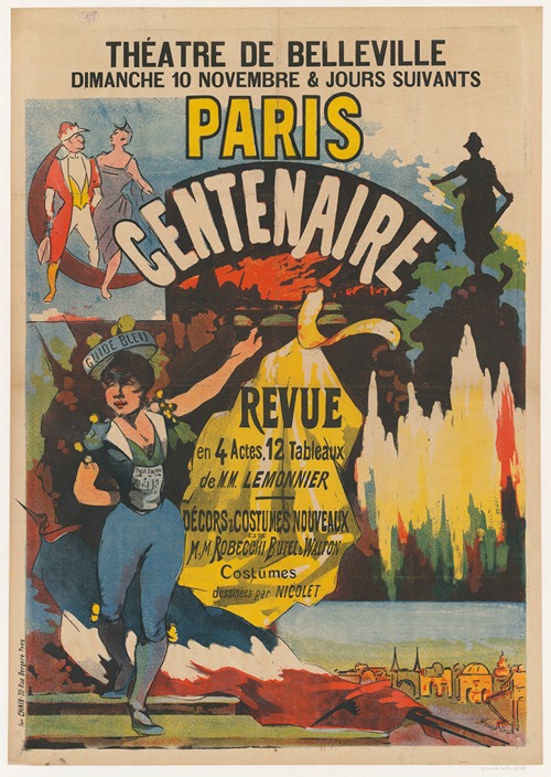 Theatre De Belleville Dimanche 17 Novembre & Jours Suivants Paris Centenaire Revue