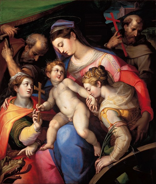 The Holy Family, With St Catherine Of Alexandria, St Margaret Of Antioch And St Francis Of Assisi