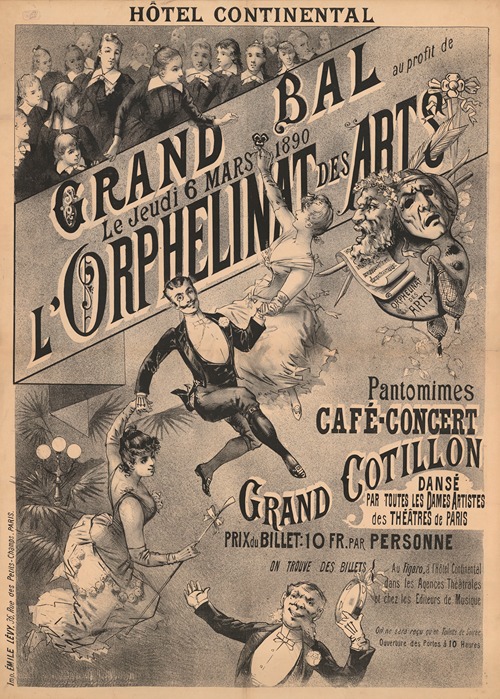 Hôtel Continental. Grand Bal au profit de l’Orphelinat des Arts, le jeudi 6 mars 1890