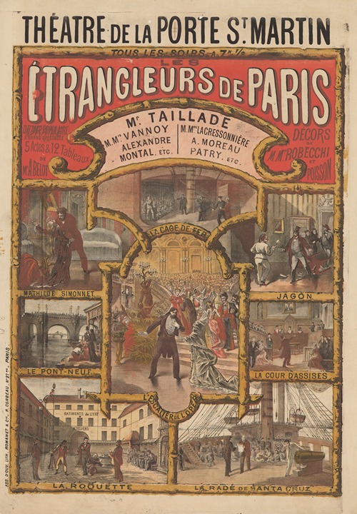 Théâtre de la Porte St Martin… Les Etrangleurs de Paris. Drame populaire à grand spectacle en 5 actes et 12 tableaux de Mr. A.Belot