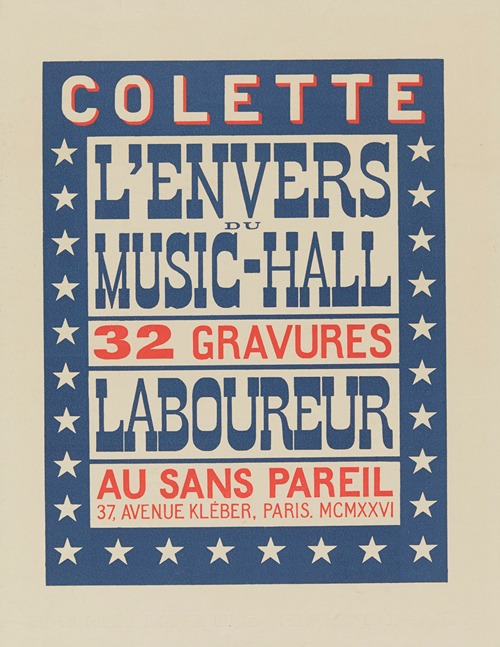 L’Envers du music-hall, Colette, Laboureur, 32 gravures