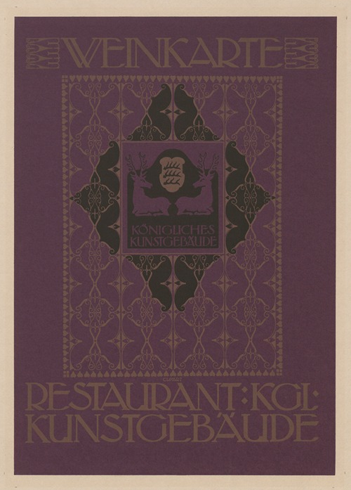 Titelblatt der Weinkarte Restaurant Kgl. Kunstgebäude zu Stuttgart