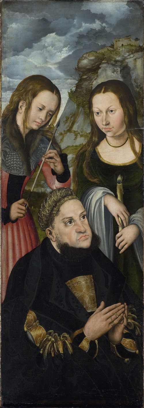 The Elector Frederic the Wise of Saxony (1463-1525) with the Saints Ursula (left) and Genevieve (right)