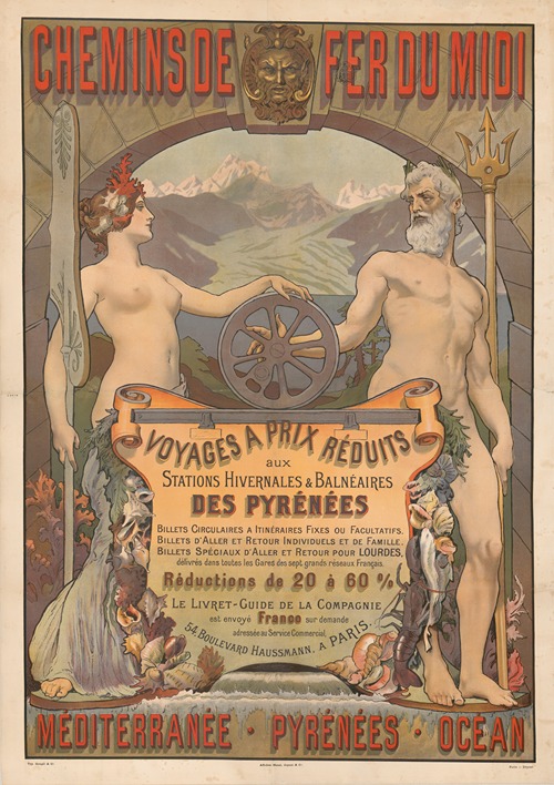 Chemins de fer du Midi – voyages à prix réduits aux Stations Hivernales et Balnéaires des Pyrénées. Méditerranée, Pyrénées Océan