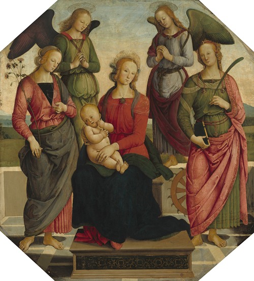 Madonna and Child with Two Angels, Saint Rose and Saint Catherine of Alexandria
