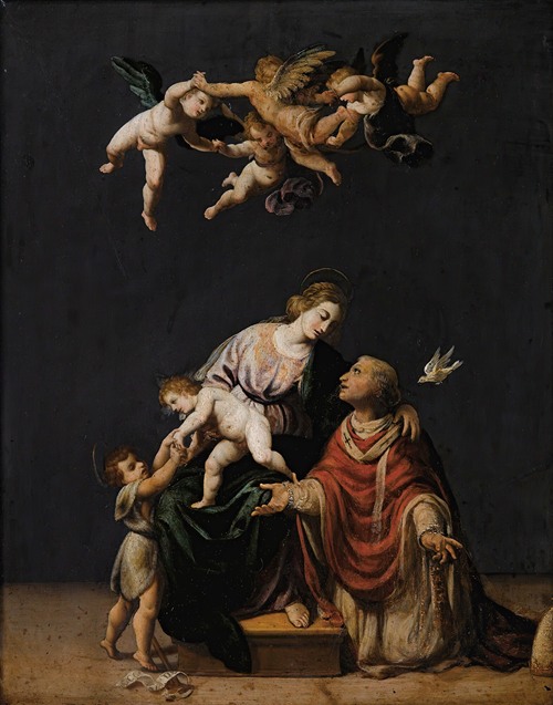 Pope Gregory Interceding With The Virgen, Jesus Christ And Saint John The Baptist