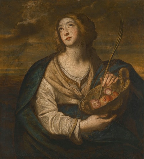 Saint Dorothy With A Basket Of Fruits And Flowers And A Palm