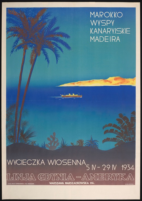 Marokko, Wyspy Kanaryjskie, Madeira Wycieczka Wiosenna 5.IV 29.IV 1934 Linja Gdynia