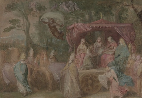 The Triumph of the Church; Ecclesia Presented with the Doctrines, Seated in a Chariot Attended by the Four Doctors of the Church