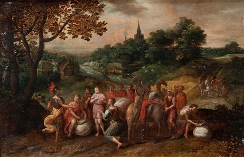 Joseph’s Brothers on Their Way to Buy Grain in Egypt in a Wooded Landscape (17th century)