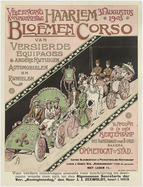 Bloemencorso van versierde equipages & andere rijtuigen – Automobielen en Rijwielen