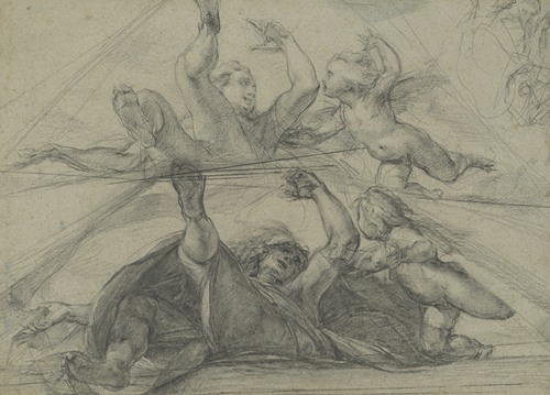 Ceiling Studies of a Prophet and a Putto Seen from Below