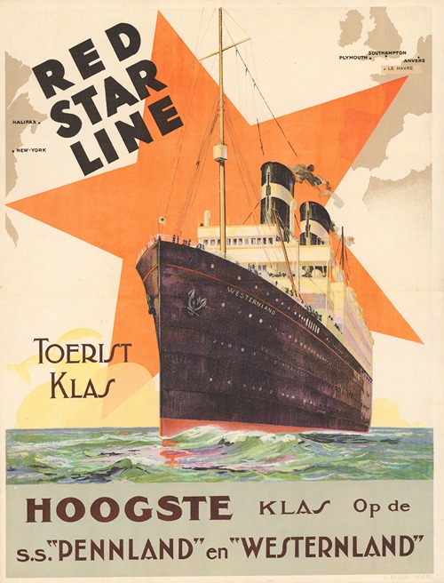 Red Star Line Toerist klas hoogste klas op de ss Pennland en Westernland