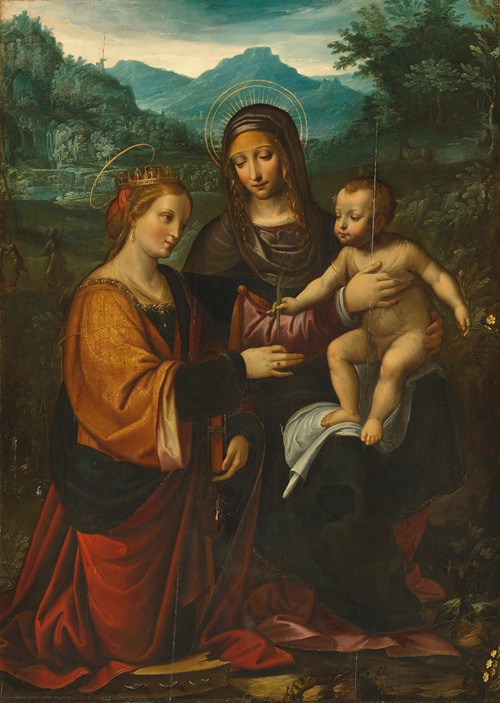 The Madonna and Child with Saint Catherine of Alexandria, in a landscape