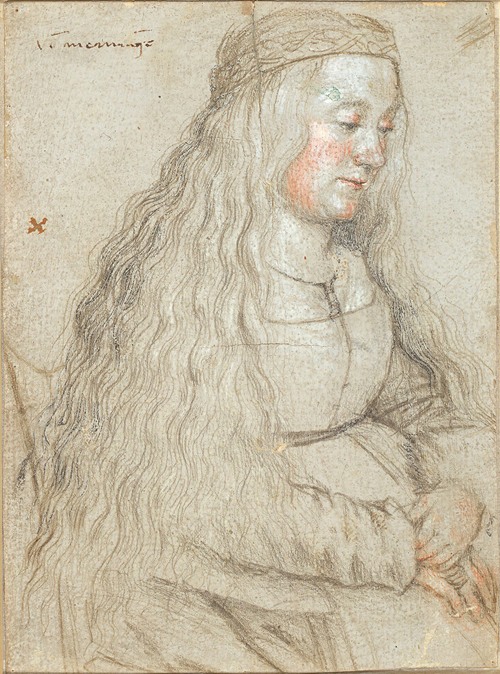 Seated bride with flowing hair and headband (1460 - 1524)