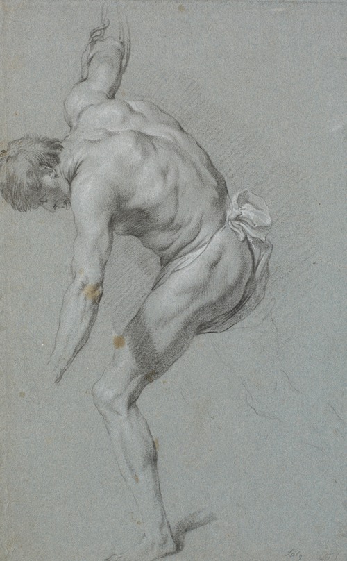 Stående foroverbøjet mandlig model med strakte arme (1625 - 1677)