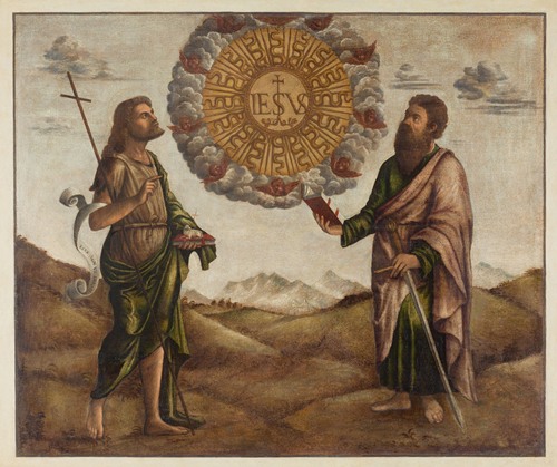 Adorazione del nome di Gesù tra San Giovanni Battista e San Paolo