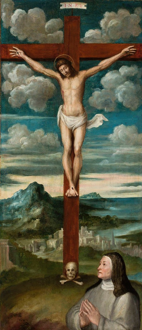Crucifixion with the bust of a praying nun