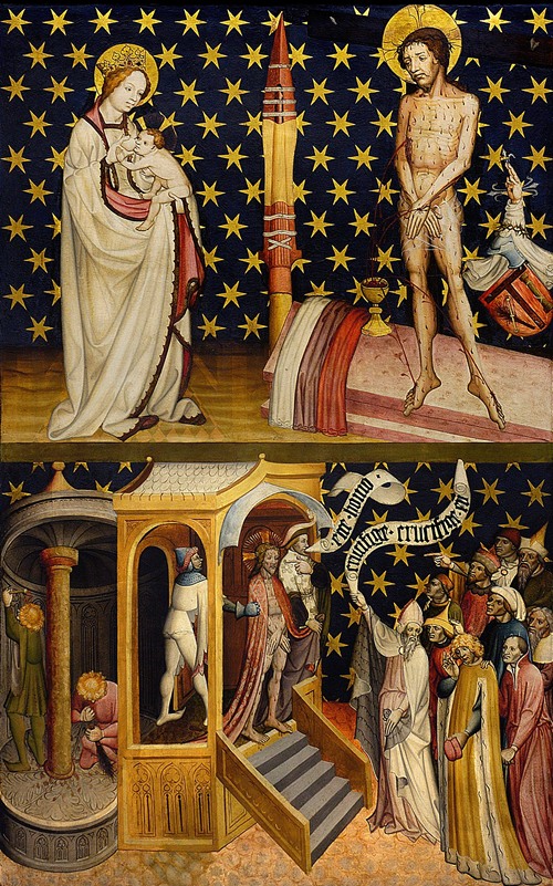 Diptych from the Winterfeld family foundation right wing, St Mary Magdalene held aloft by angels