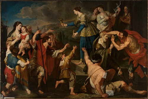 Saint Christina giving idols of gold to the poor